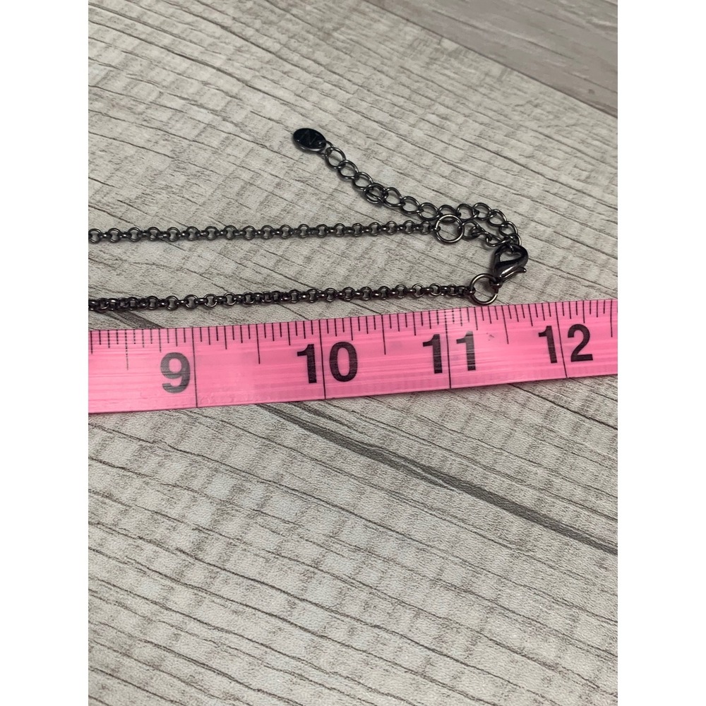 Napier Mixed Metal Textured Disc Y-Necklace Gunmetal Tone Beaded Drop Statement - Picture 9 of 10